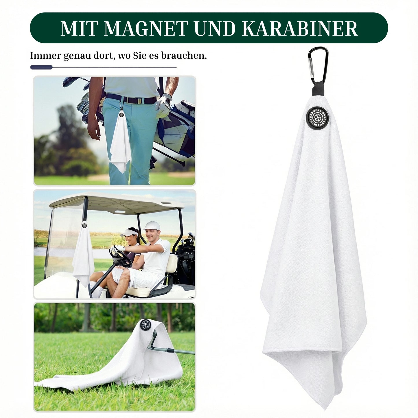 Golfhandtuch mit Magnetischem Aufhänger